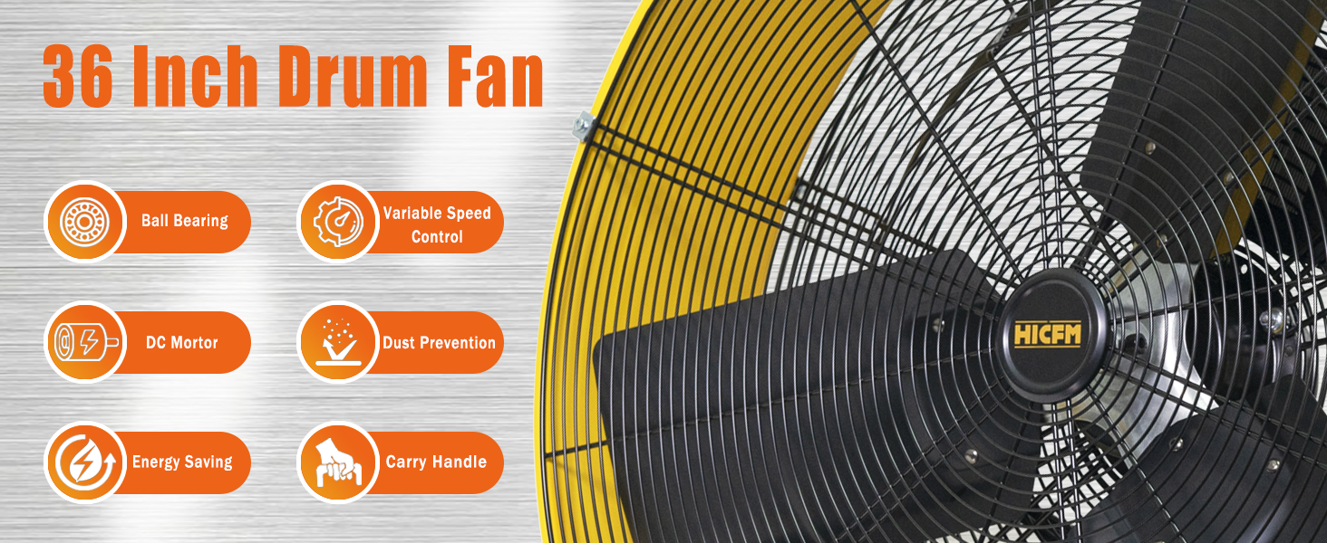 36" BLDC Drum Fan Low Noise