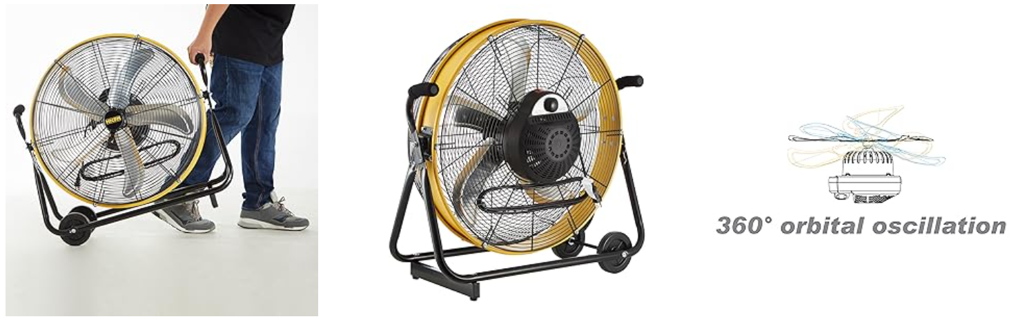 24" Oscillating Barrel Floor Fan | Stable Base UL