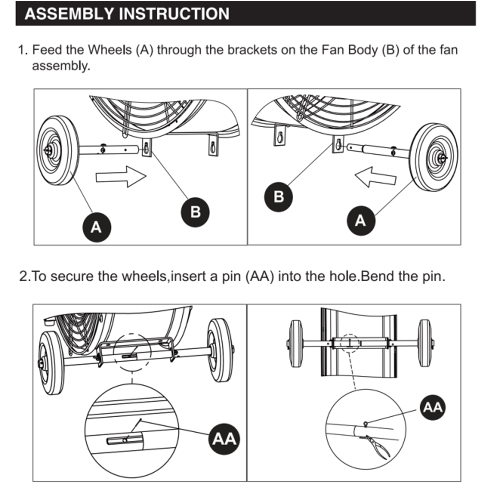 Replacement Wheel Set, Universal Use HICFM 30" Industrial Drum Fan Model FAN-D30 & FAN-D30FDC