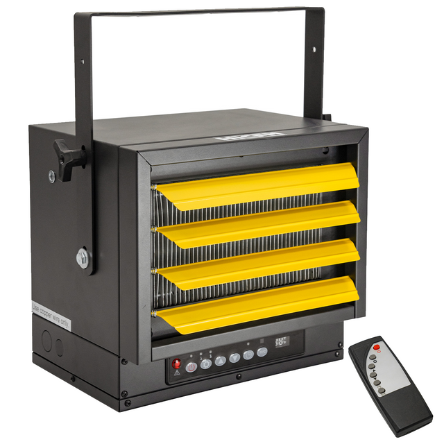 HICFM 7500-Watt 240-Volt Hardwired Electric Fan-Forced Industrial Heater, Wall/Ceiling Mounted, Build-in Digital Thermostat, Remote Control and 12-Hour Timer, Ideal for Garage, Workshop, UL Approved