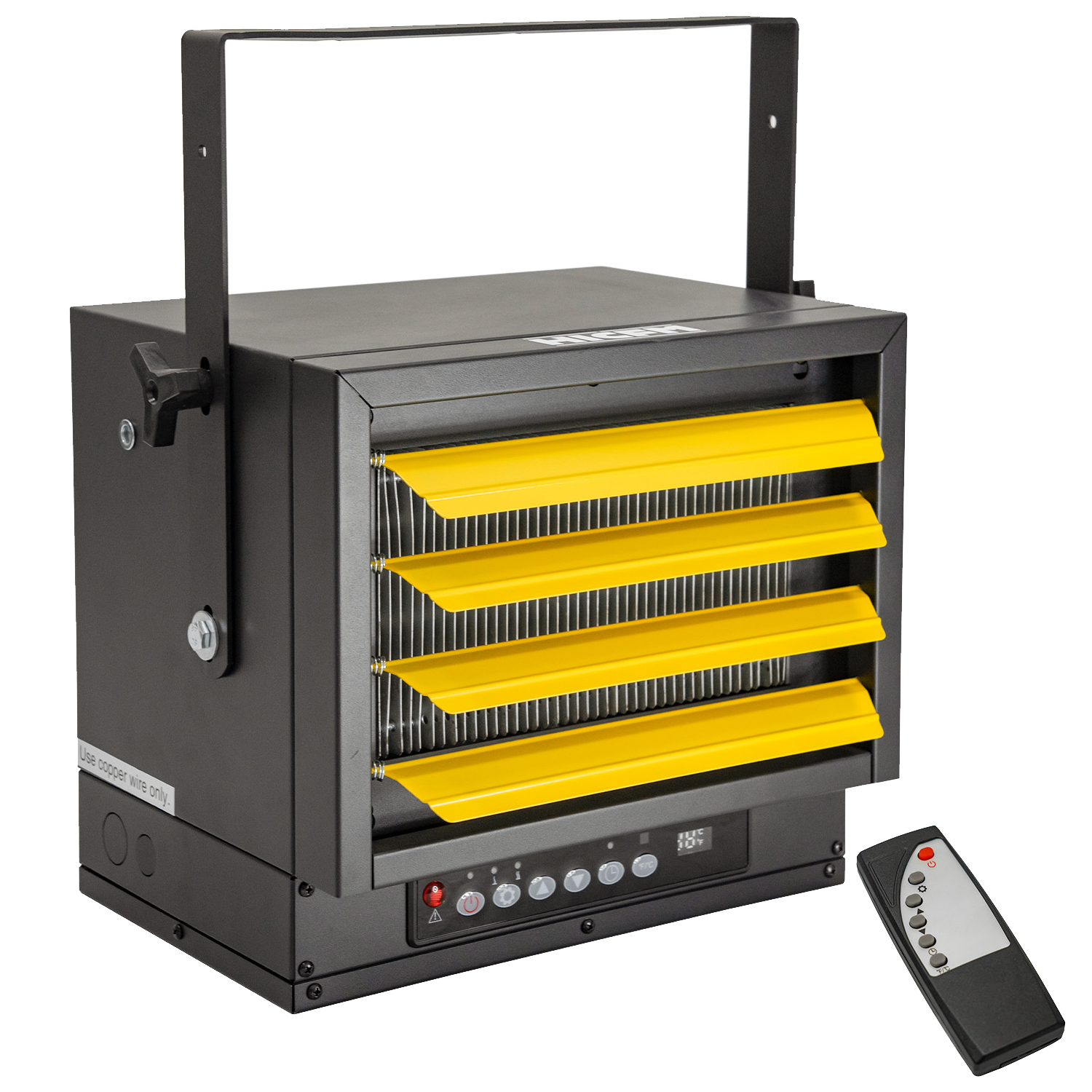 HICFM 7500-Watt 240-Volt Hardwired Electric Fan-Forced Industrial Heater, Wall/Ceiling Mounted, Build-in Digital Thermostat, Remote Control and 12-Hour Timer, Ideal for Garage, Workshop, UL Approved