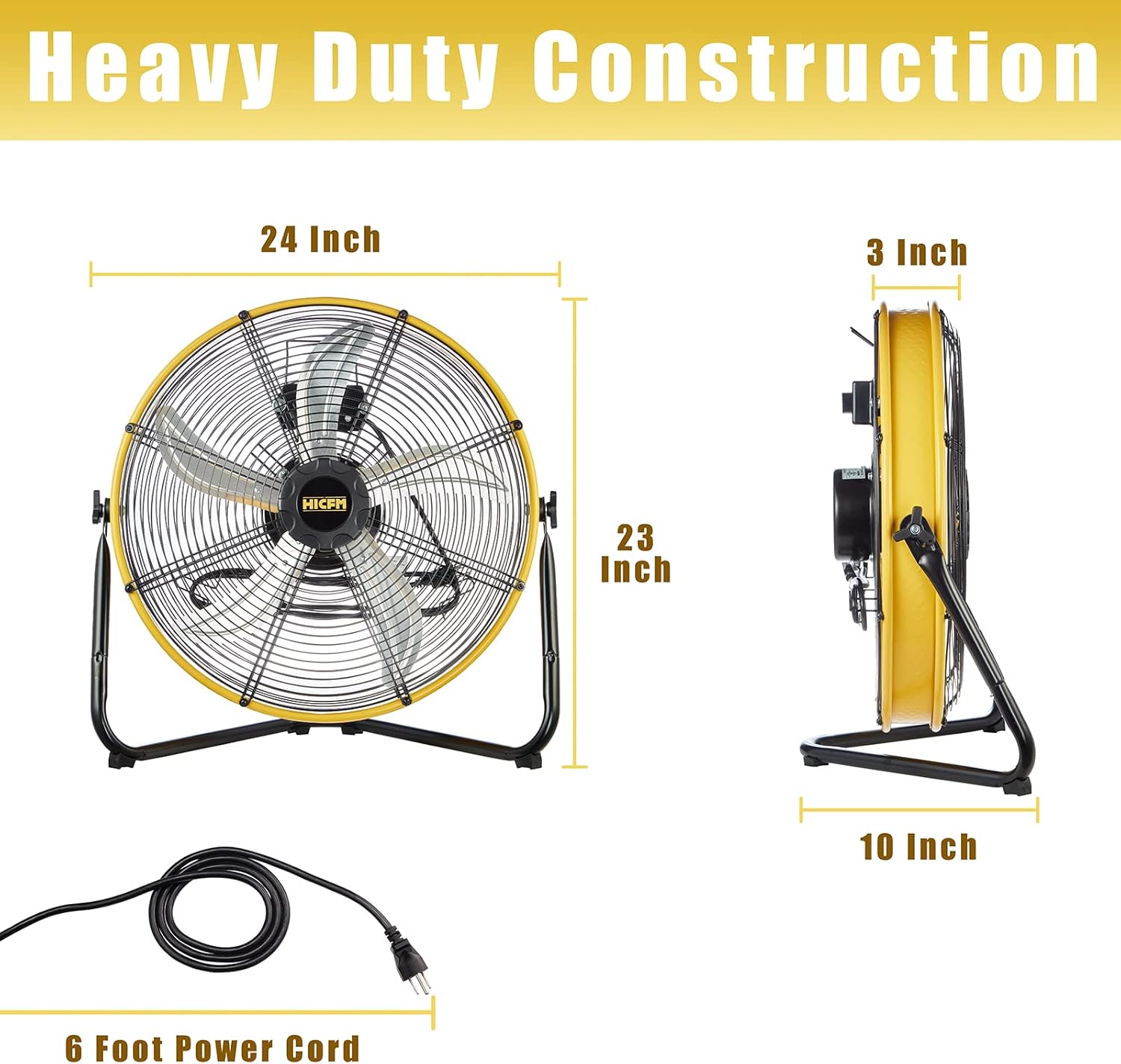 6300 CFM 20 inch Heavy Duty Shroud Fan with IP44 Enclosed Powerful 1/4 Motor, High Velocity Air Circulator for Workshop, Garage, Commercial or Industrial rooms - UL Safety Listed