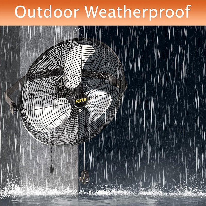 5100 CFM Safety Yellow 20 Inch Outdoor High Velocity Wall Mounted Fan with IP44 Enclosure Motor, Sealed Control Box, 9 FT Cord & GFCI Plug, Weatherproof for Patio, Workstation - UL Listed