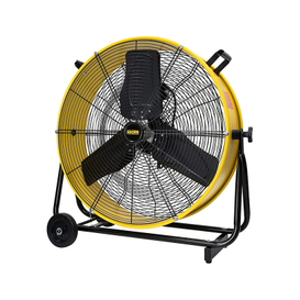 24 Inch Enclosed Motor Drum Fan with TEAO Sealed Powerful 1/3HP Motor, 9 Feet Cord, 9200 CFM 2-Speeds High Velocity, Safety Yellow Shop Fan, 180 Degree Tilting, Move Much Air, UL Approved
