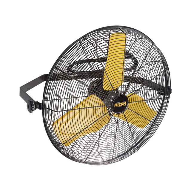 9100 CFM 24 inch Heavy Duty Industrial Wall Mounted Fan with TEAO Enclosure Motor, Permanent Lubricated Ball Bearing, 9 FT Cord, 180Degree Tilting, Safety Yellow Blade Wall Fan - UL Listed