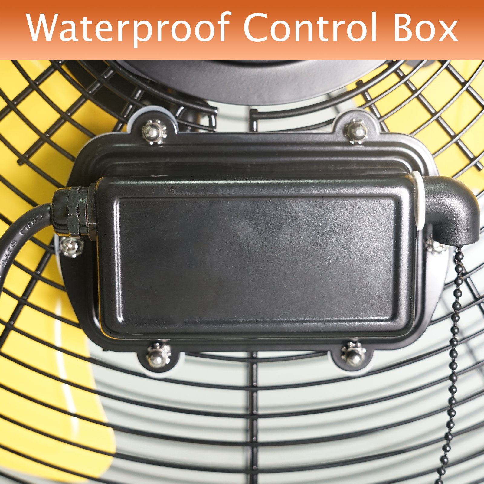 HiCFM 4600 CFM 18 inch Outdoor Safety Yellow Wall Mounted Fan with IP44 Enclosure Motor, Sealed Control Box, 9 FT Cord & GFCI Plug, 3-Speed Weatherproof for Patio, Workstation - UL Listed