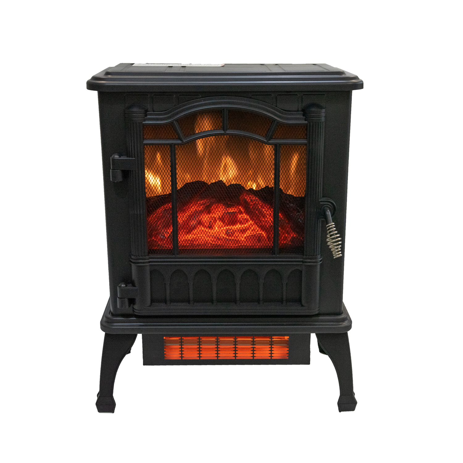 HICFM 3D Electric Fireplace Stove With Infrared Quartz Heater with Life-Like Flame, Power 1500W, BTU 5120 Maximum Coverage 500 sq ft, Making Home Warm as Spring, 2-Setting Heat, UL Safety