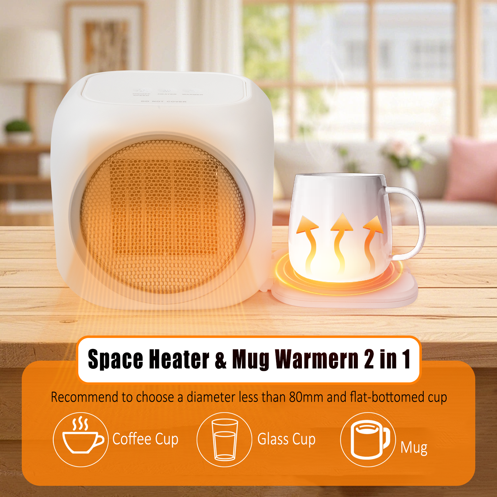 2 in 1 Space Heater & Smart Mug Warmer