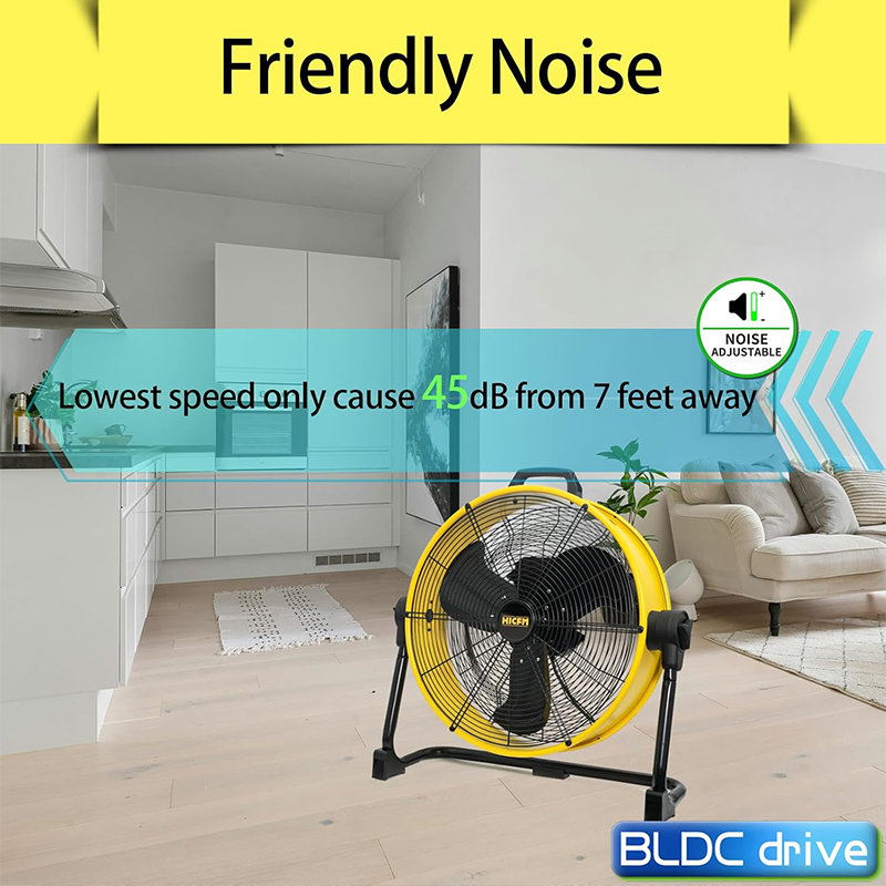20 Inch DC Motor Drum Fan, 6100 CFM High-velocity Air Circulator with 180-degree Pivoting Head 3-speed 1/12 HP Motor Large Airflow Turbo Shop Floor Fan - UL Listed
