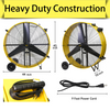 HiCFM 26800 CFM 42 inch Industrial Drum Fan, 4/5HP Powerful Motor, Heavy Duty Barrel Structure, 8 inch Wheels, Move Much Air for Warehouse, Garage or Industrial Commercial Use - CUL Listed