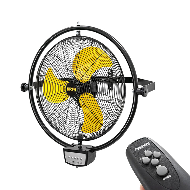 5000 CFM 20 inch Orbital Remote Control Wall Mounted Fan, 1/5HP Motor, Manual & Remote Operation, Timer, Oscillation & Tilting, 3 Speed, 9ft Power Cord Industrial and Commercial- UL Listed