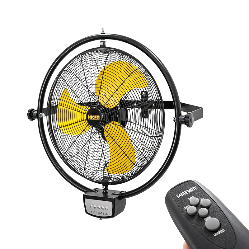 5000 CFM 20 inch Orbital Remote Control Wall Mounted Fan, 1/5HP Motor, Manual & Remote Operation, Timer, Oscillation & Tilting, 3 Speed, 9ft Power Cord Industrial and Commercial- UL Listed