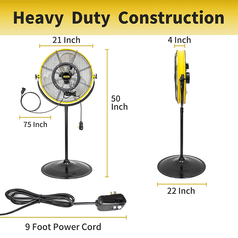 4400 CFM 20 Inch Outdoor Misting Fan Pedestal Standing Base with IP44 Enclosed Motor, Detachable Mist Spray Kit, 9 FT Cord & GFCI Plug, 180 Degree Tilted Head, UL Outdoor Approved