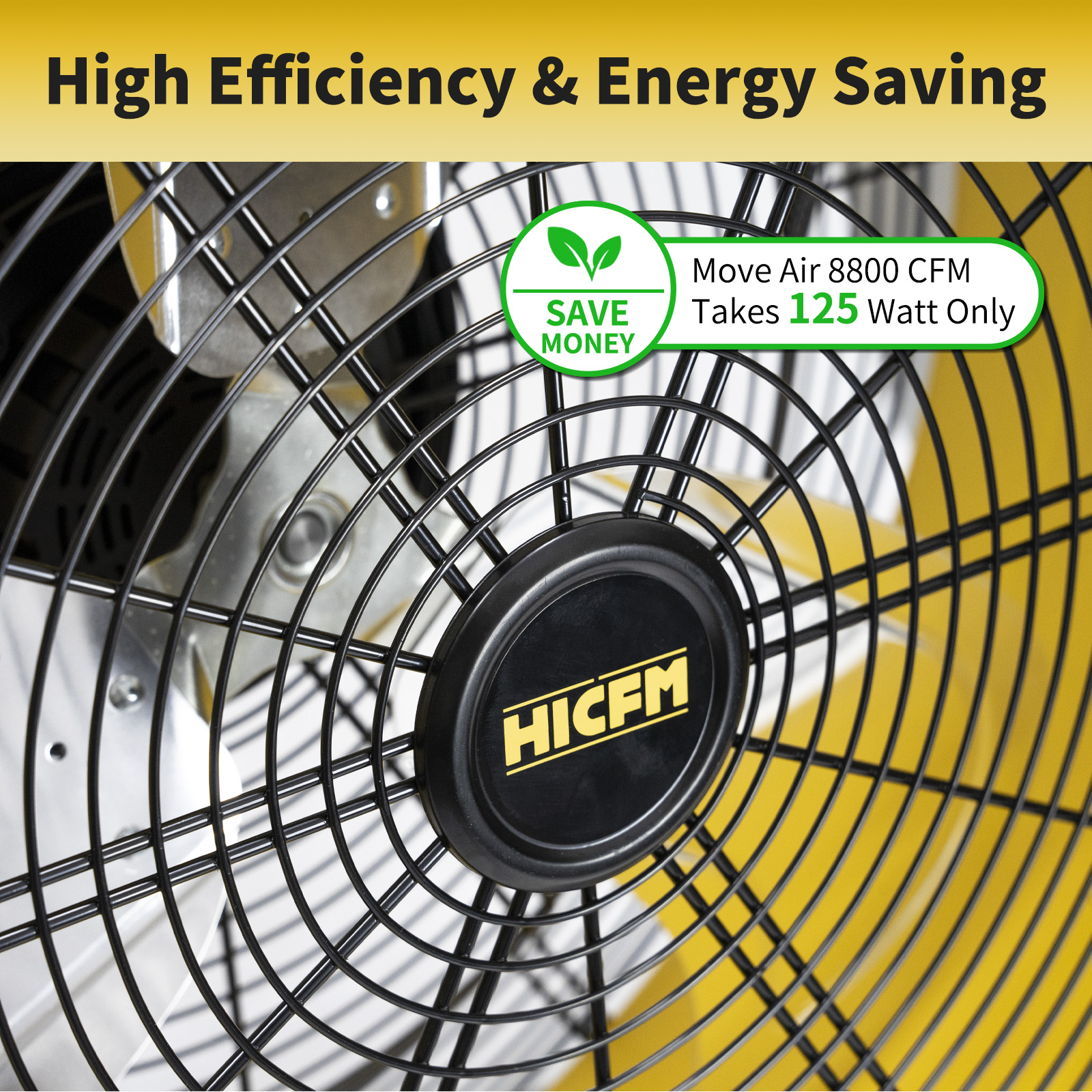 HiCFM 8800 CFM 24 inch BLDC Drive Drum Fan with High Efficiency EC Motor, Variable Speed Control, Friendly Noise Operation for Air Circulation, UL Listed