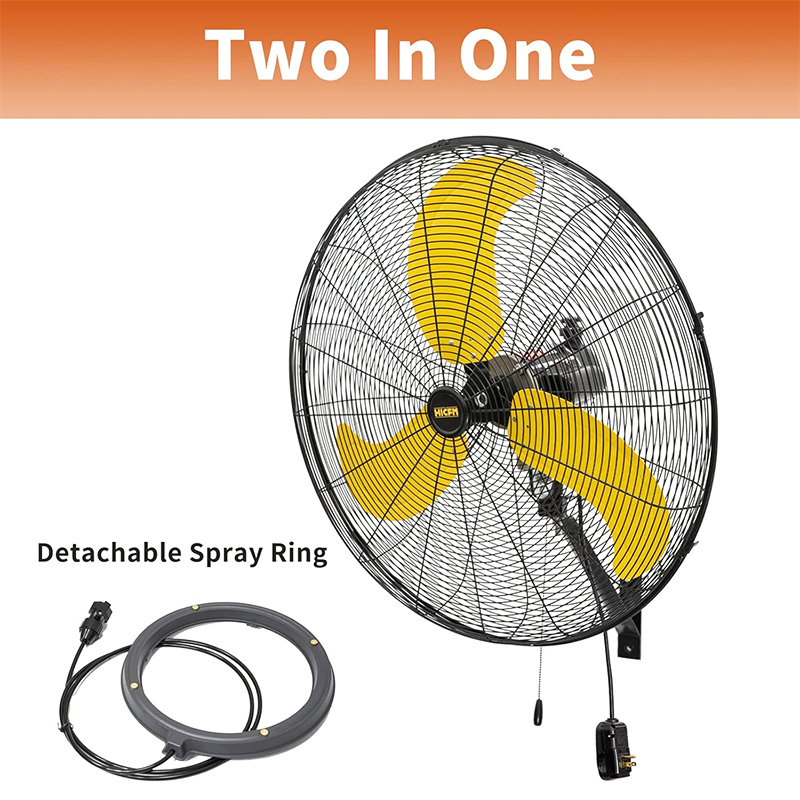 30 Inch Misting Outdoor Oscillation Weatherproof Wall Mounted Fan with IP44 Enclosure Motor, GFCI Plug, 9300 CFM 3-Speeds High Velocity Powerful Wall Fan, UL Outdoor Approved