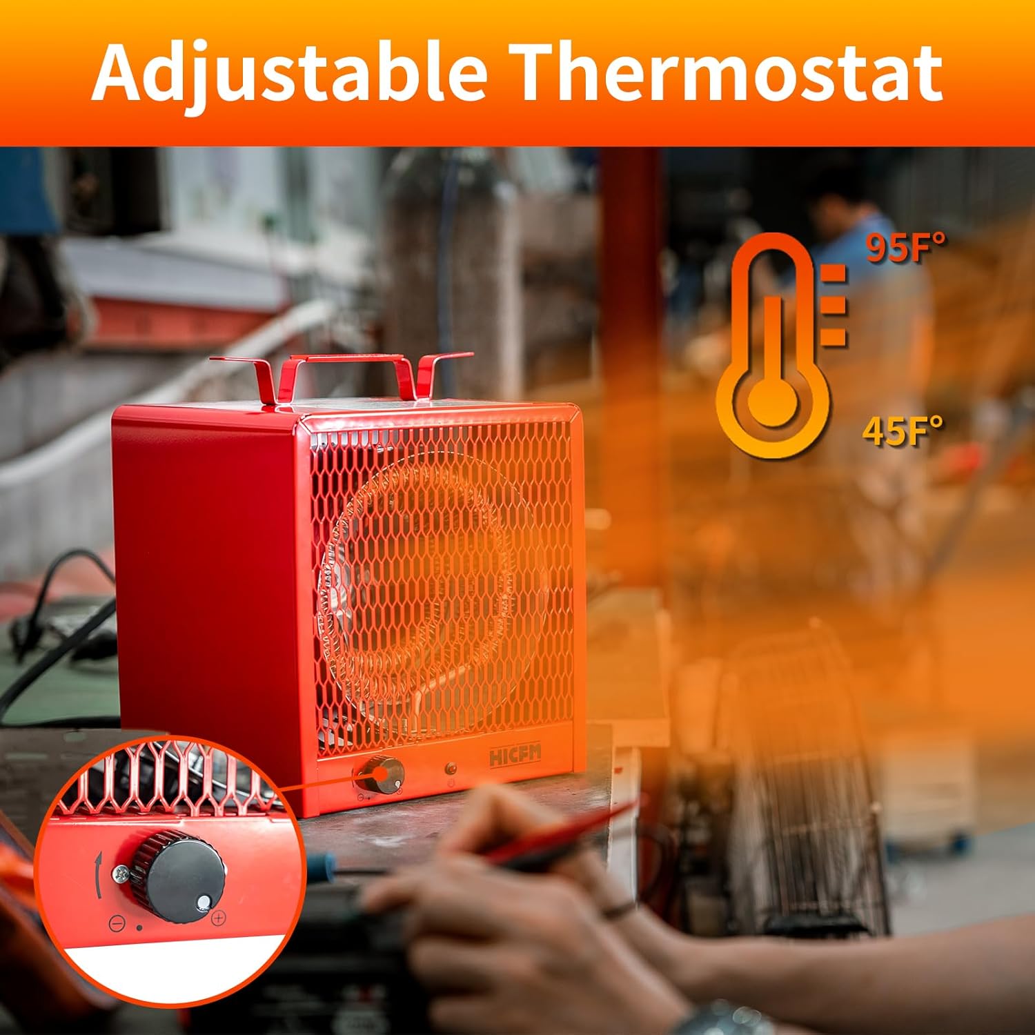 HICFM 240V Electric Garage Heater 4800W Fan-Forced Industrial Heater with Thermostat Control, Fast Heats Up to 500 ft² NEMA 6-30P Plug for Workshop or Factory - UL Listed