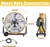 7800 CFM 24 inch High Velocity Internal Oscillating Barrel Floor Fan with Powerful 1/4 Motor, 9ft Power Cord for Workshop, Garage, Commercial or Industrial rooms - UL Safety Listed