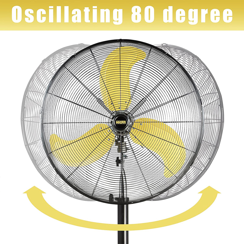 8300 CFM 30 Inch Heavy Duty High Velocity Pedestal Oscillating Fan with Powerful 1/3 HP Motor, Ball Bearing, 9 Feet Cord & Turbo Yellow Blade - UL Listed