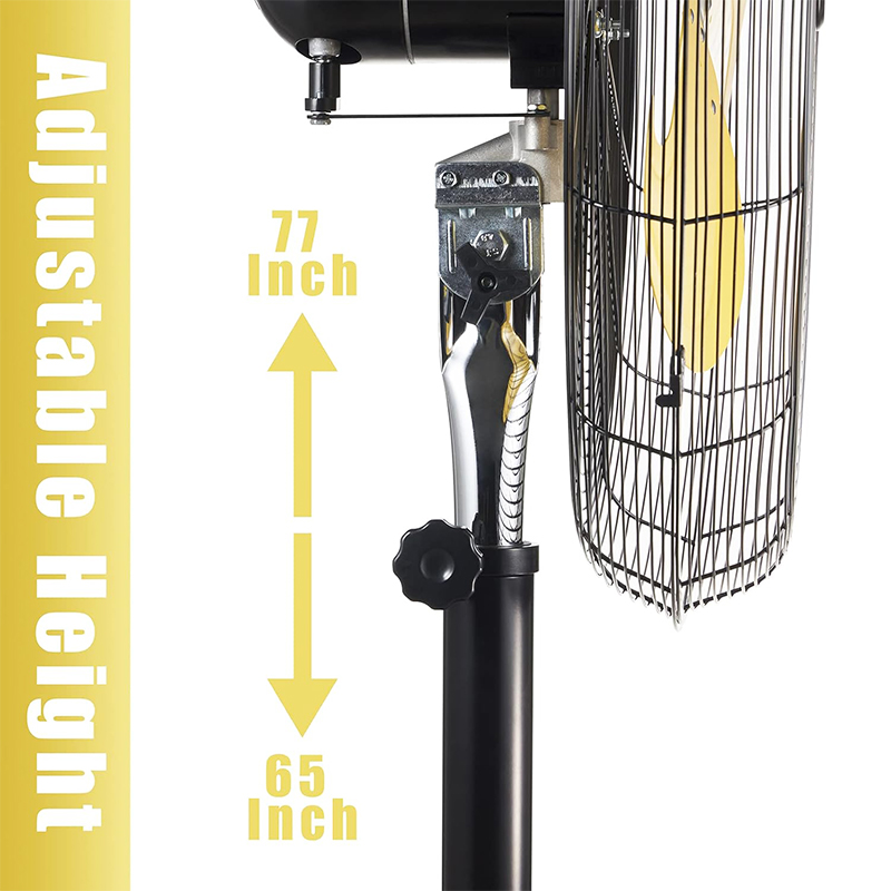 8300 CFM 30 Inch Heavy Duty High Velocity Pedestal Oscillating Fan with Powerful 1/3 HP Motor, Ball Bearing, 9 Feet Cord & Turbo Yellow Blade - UL Listed