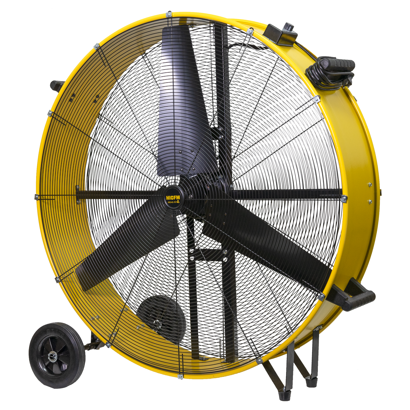 HiCFM 26800 CFM 42 inch Industrial Drum Fan, 4/5HP Powerful Motor, Heavy Duty Barrel Structure, 8 inch Wheels, Move Much Air for Warehouse, Garage or Industrial Commercial Use - CUL Listed