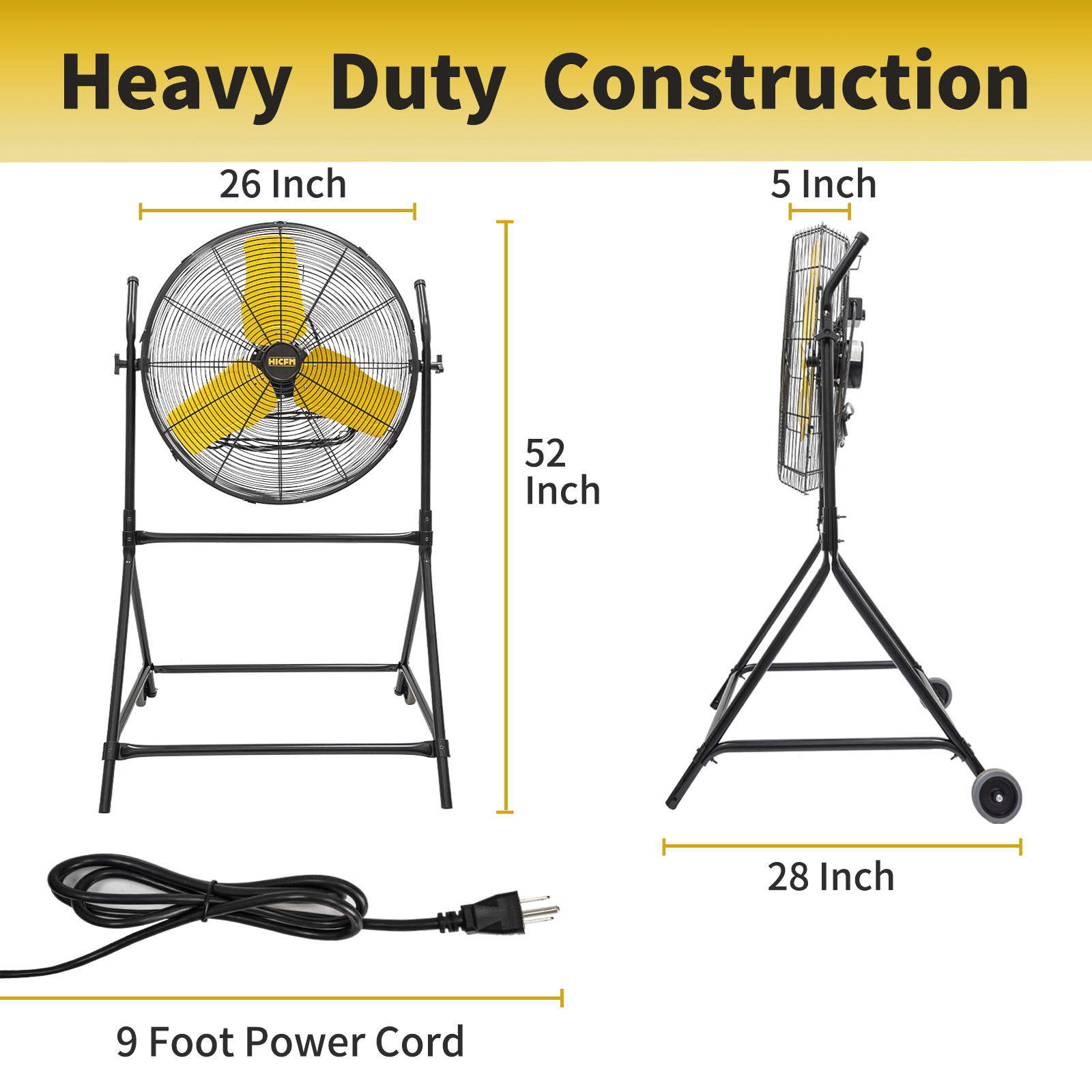 24" Roll About Fan 7900 CFM | 2.5HP Motor UL