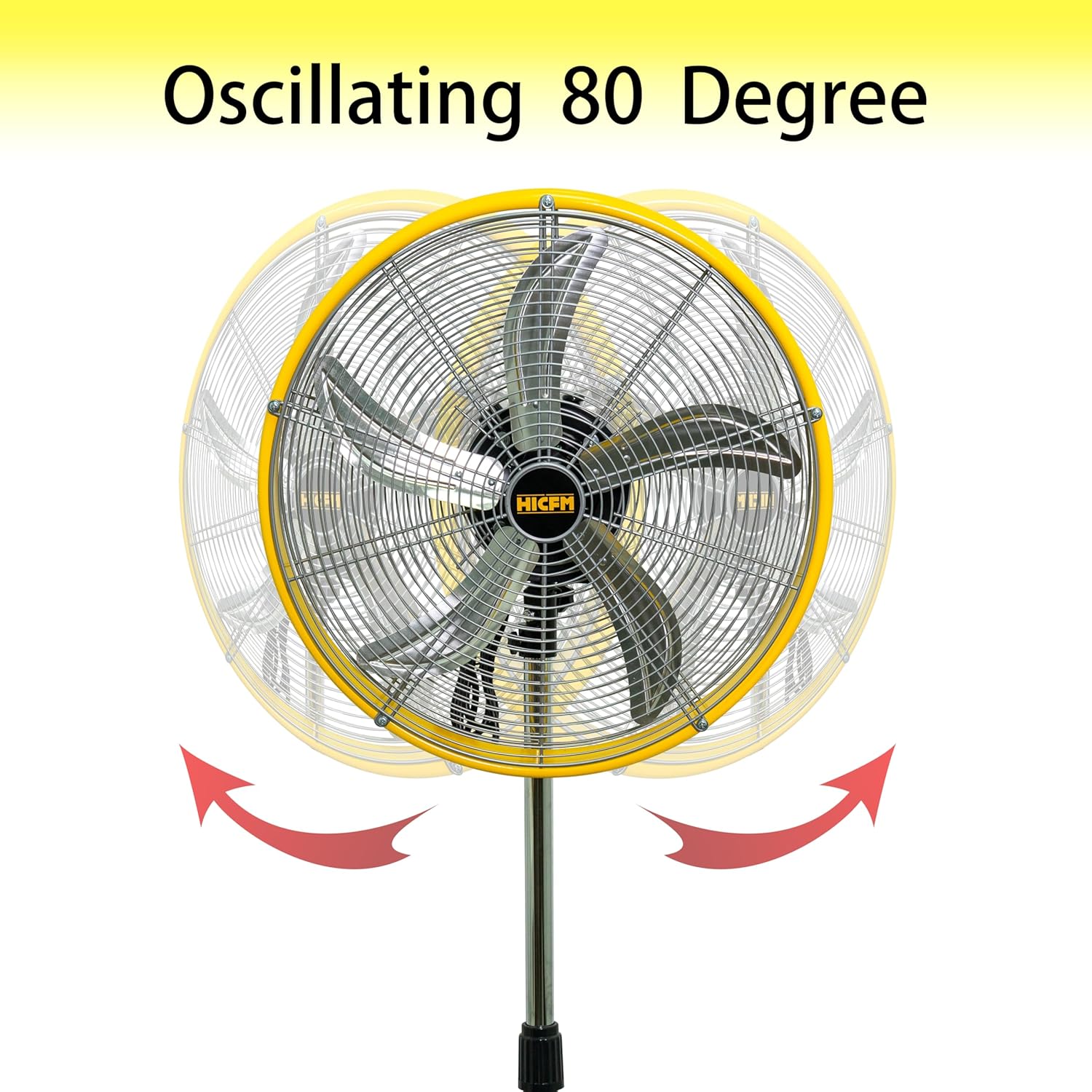 5000 CFM 20 inch High Velocity Pedestal Oscillating Fan, Powerful 1/5 HP Motor, 6FT Power Cord and Oscillation Standing Fan for Commercial or Industrial - UL Safety Listed