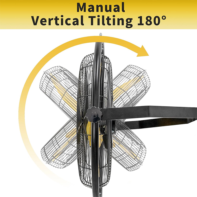 5000 CFM 20 inch Orbital Remote Control Wall Mounted Fan, 1/5HP Motor, Manual & Remote Operation, Timer, Oscillation & Tilting, 3 Speed, 9ft Power Cord Industrial and Commercial- UL Listed