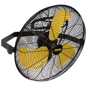HiCFM 4600 CFM 18 inch Outdoor Safety Yellow Wall Mounted Fan with IP44 Enclosure Motor, Sealed Control Box, 9 FT Cord & GFCI Plug, 3-Speed Weatherproof for Patio, Workstation - UL Listed