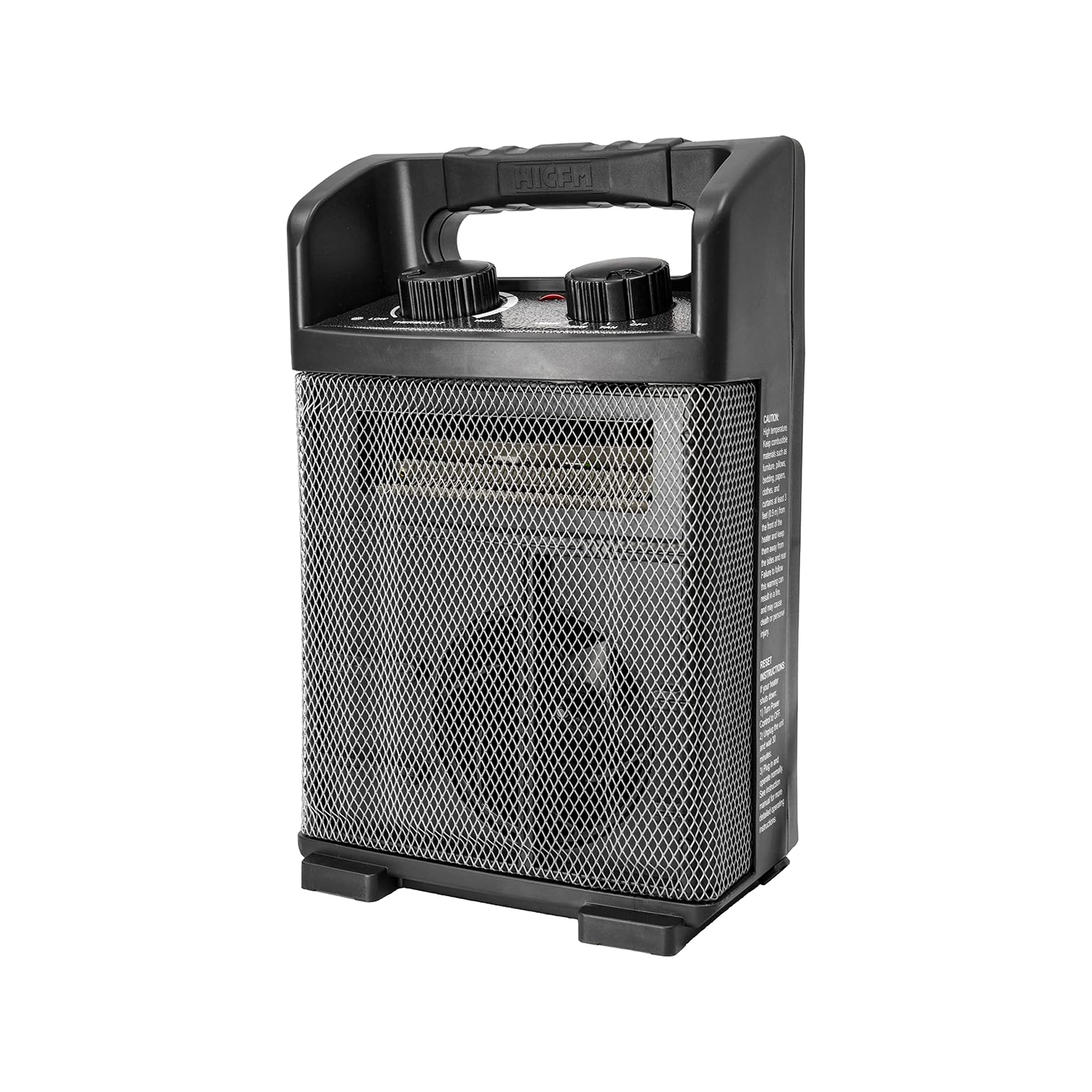 HICFM 1500W Electric Utility Space Heater BTU 5120 with Thermostat Control, Two Power Setting, Fan Only Option, Built-in Carrying Handle, Tip-Over Switch, Cool Touch, UL Safety (kilowatts, 1.5)