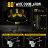 30 inch IP44 Outdoor Oscillation Pedestal Fan, 1/3 HP Powerful Sealed Motor, Base Wheels & Stand Adjustable, High-Velocity Industrial Shop Fan with Misting Kit