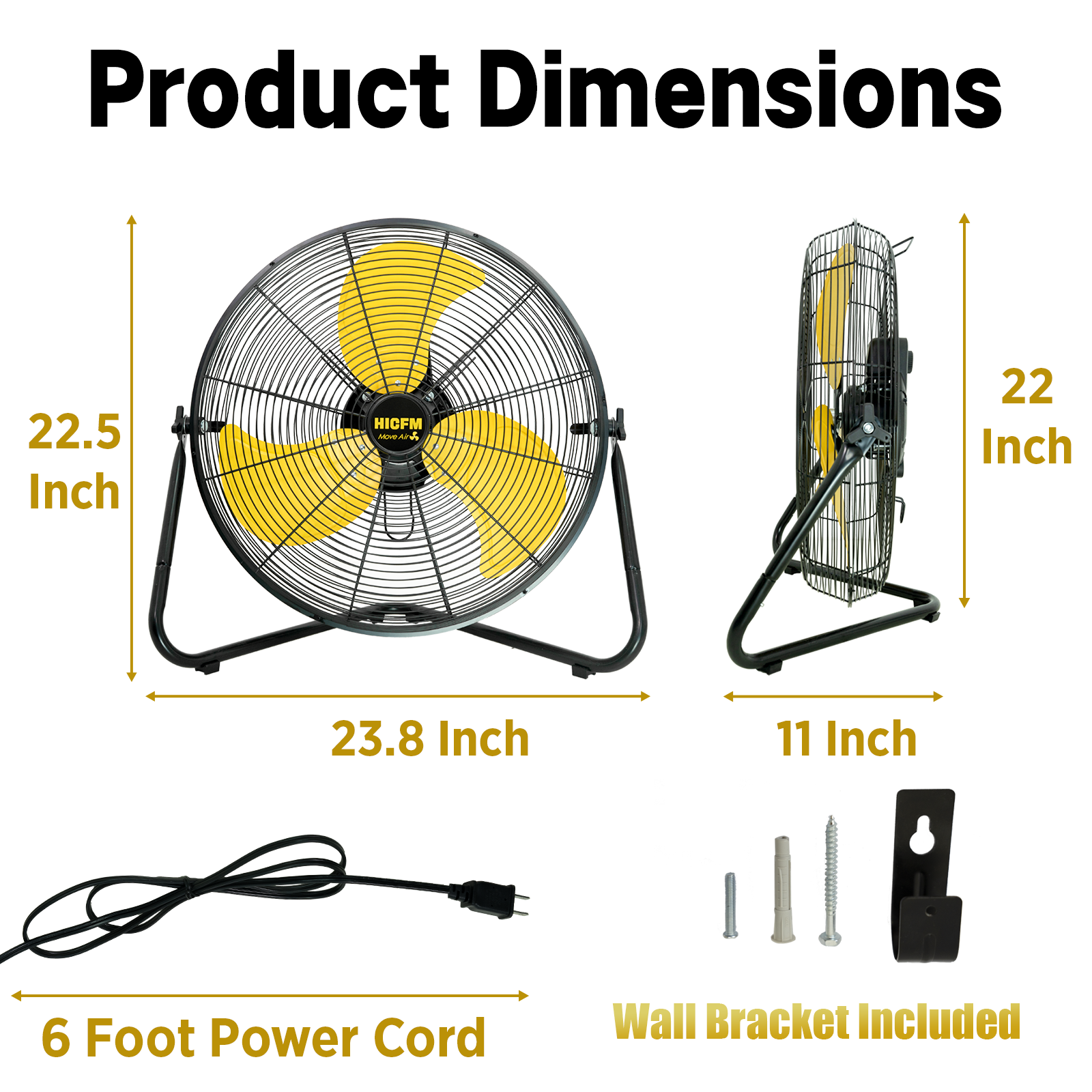 【New Technology】HICFM new TEAO enclosed motor with maximum airflow up to 6200 CFM and air speed even reach significant 10 Meter/Second, much stronger than normal 20inch circulation. Complete sealed mo