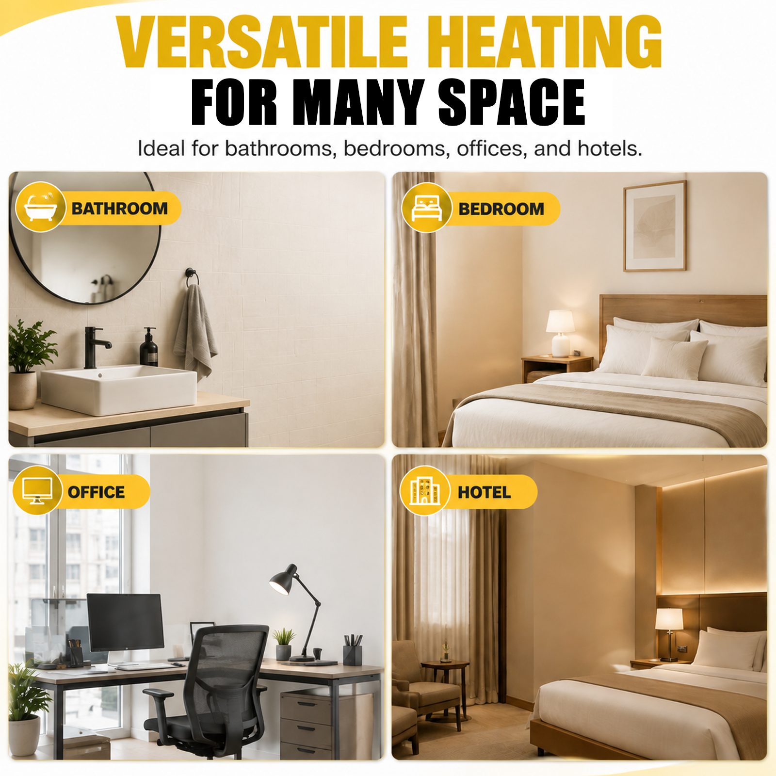 HICFM Electric Fan Forced Wall Heater Fast & Efficient Heating with Thermostat, Enclosed Motor Dual Voltage 240V 4000W 13650BTU (208V 3000W 10236BTU), Install Hole by 14 5/8” Wide X 18 1/2” Tall