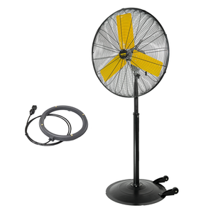30 inch IP44 Outdoor Oscillation Pedestal Fan, 1/3 HP Powerful Sealed Motor, Base Wheels & Stand Adjustable, High-Velocity Industrial Shop Fan with Misting Kit
