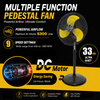 22in Powerful Pedestal Fan, 9 Speeds with 3 modes, 80&deg; Oscillating and 60&deg; Tilting Design, Adjustable Height Stand Fan with Wall Mounted Bracket for Garage, Warehouse, Industrial and Commercial