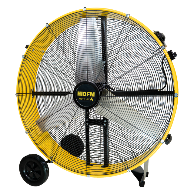 HiCFM 42" Industrial Drum Fan 26300 CFM, H-Cross Frame Heavy Duty 4/5HP Powerful Shop Fan for Garage, Warehouse, Gym and Commercial Cooling