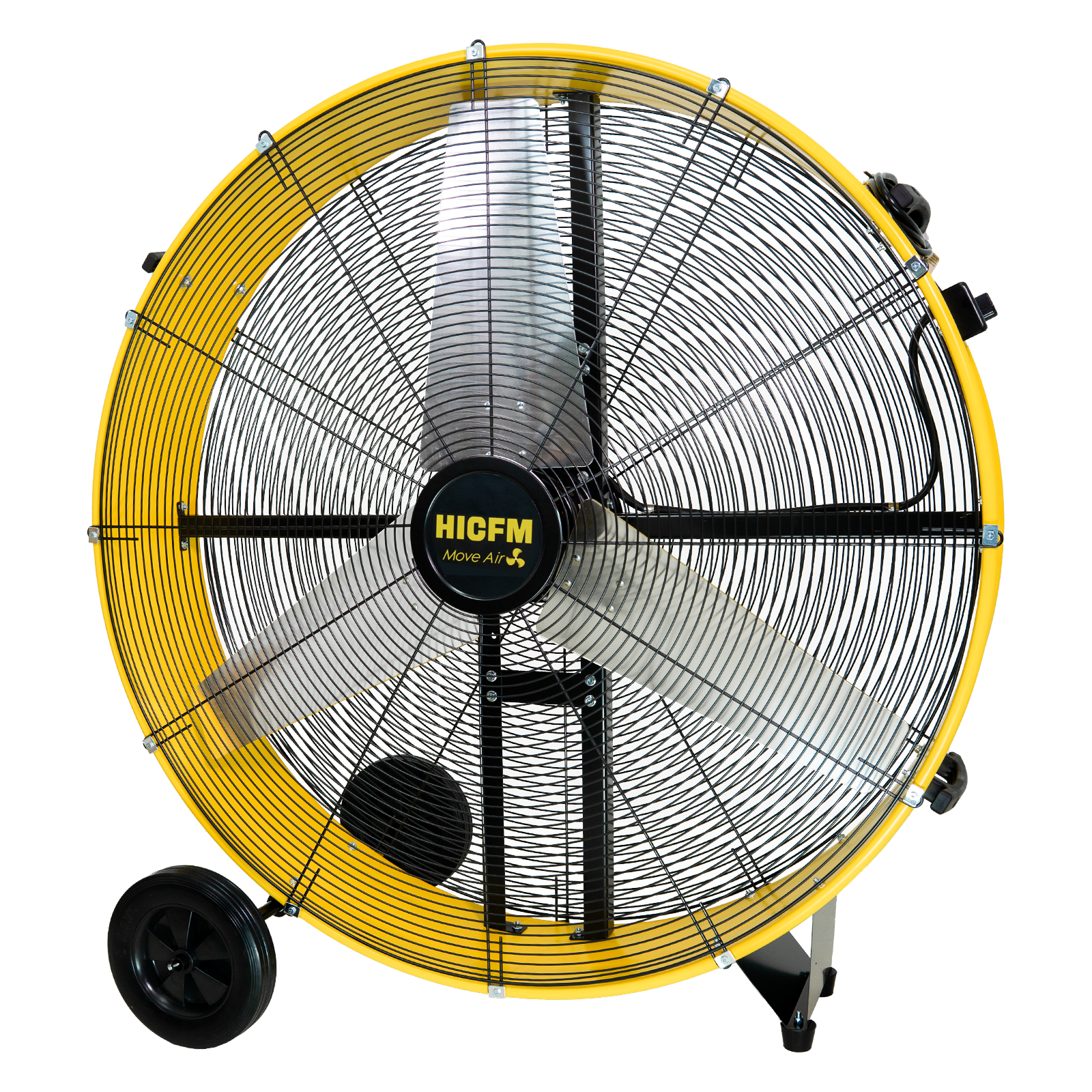 HiCFM 42" Industrial Drum Fan 26300 CFM, H-Cross Frame Heavy Duty 4/5HP Powerful Shop Fan for Garage, Warehouse, Gym and Commercial Cooling