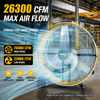 HiCFM 42" Industrial Drum Fan 26300 CFM, H-Cross Frame Heavy Duty 4/5HP Powerful Shop Fan for Garage, Warehouse, Gym and Commercial Cooling