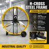 HiCFM 42" Industrial Drum Fan 26300 CFM, H-Cross Frame Heavy Duty 4/5HP Powerful Shop Fan for Garage, Warehouse, Gym and Commercial Cooling