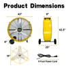 HiCFM 42" Industrial Drum Fan 26300 CFM, H-Cross Frame Heavy Duty 4/5HP Powerful Shop Fan for Garage, Warehouse, Gym and Commercial Cooling