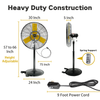 30 inch IP44 Outdoor Oscillation Pedestal Fan, 1/3 HP Powerful Sealed Motor, Base Wheels & Stand Adjustable, High-Velocity Industrial Shop Fan with Misting Kit